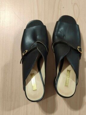 Louise et Cie Kimba Peep Toe Leather Mule Sz 8M